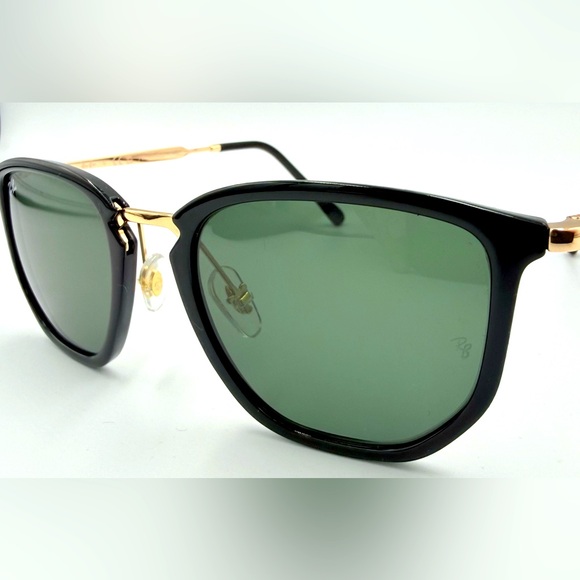 Ray-Ban Men’s Polarized Sunglasses RB4451 Black & Gold Frames w/ Green Lens 50m - Picture 5 of 11